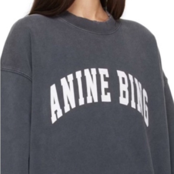 ANINE BING Revolve Distressed Designer Tyler Sweatshirt in Gray White Size XL - Picture 8 of 15